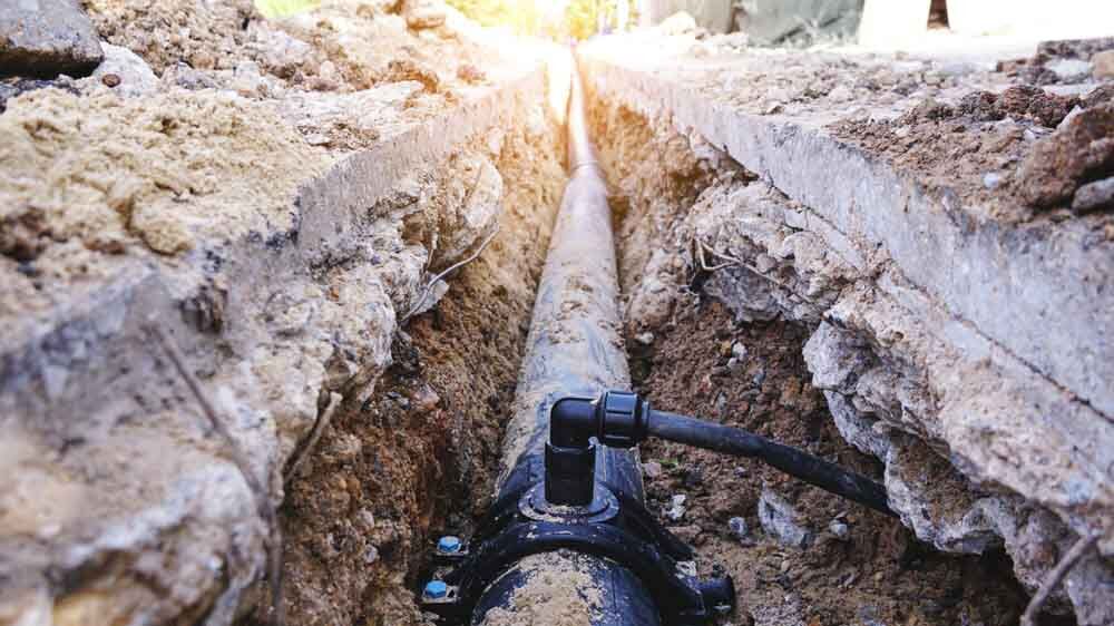 pipes being dug up
