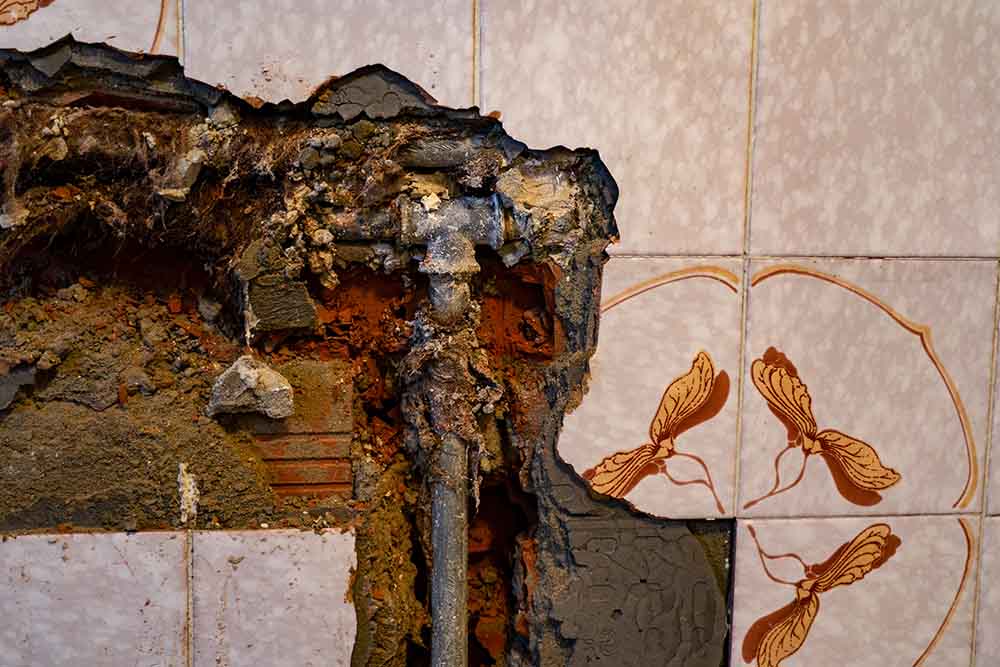 network of pipes in an older home